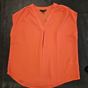 Women's Orange V-Neck Top